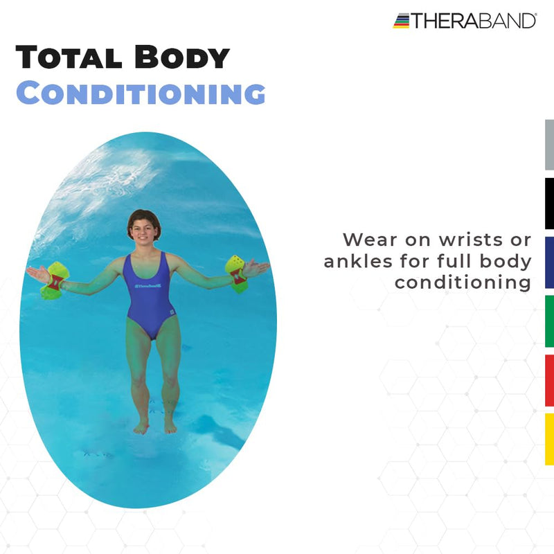 THERABAND Aquafins Aquatic Exercise Kit For Water Resistance Training for Upper/Lower Body, Pool Physical Therapy, Water Aerobics Equipment, 2 Fins, Mesh Bag, and Quick Start Exercise Instructions Accessories Aqua Fins - BeesActive Australia