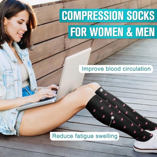 Copper Compression Socks for Women & Men (6 pairs) - Best Support for Nurses, Running, Hiking, Recovery Small-Medium Pink -shaped heart-2
