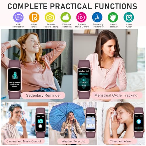 Fitness Tracker, Activity Trackers with 24/7 Heart Rate Blood Oxygen Sleep Monitor, 123 Sports Modes Step Counter, 1.47'' HD Screen Smart Watches, Calorie Pedometer for Women Men bordeaux