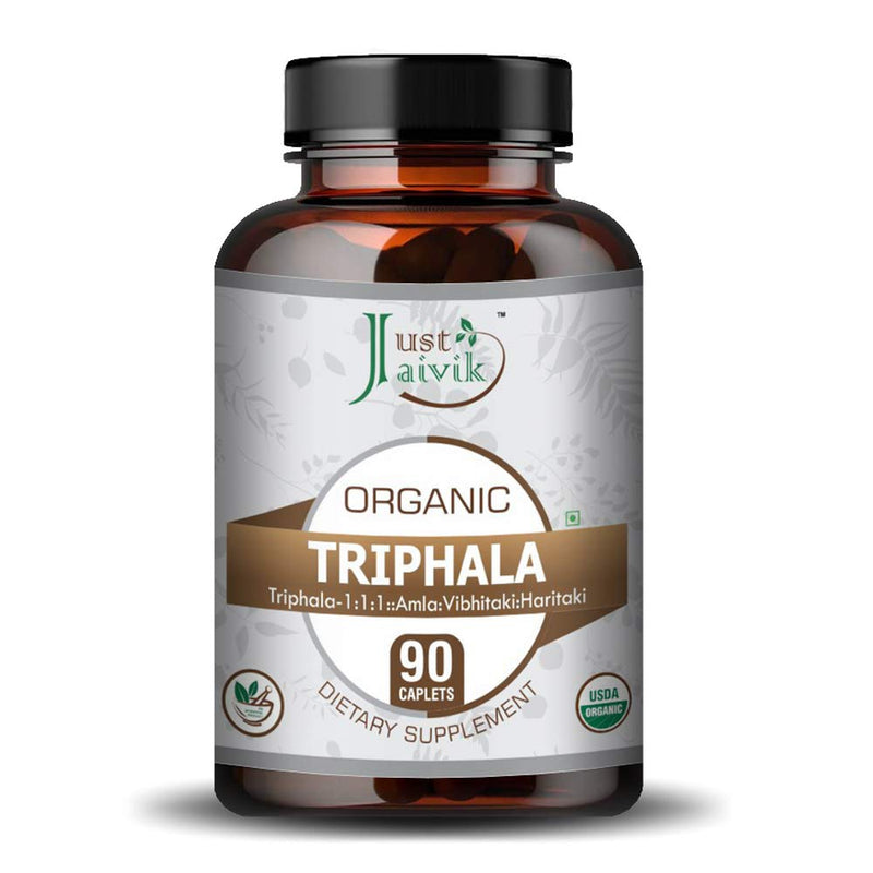 Just Jaivik Organic Triphala (Amla + Bibhitaki + Haritaki) Tablets - A Dietary Supplements - 750 mg (Pack 90 Organic Tablets) | Balancing Formula for Detoxification & Rejuvenation - BeesActive Australia