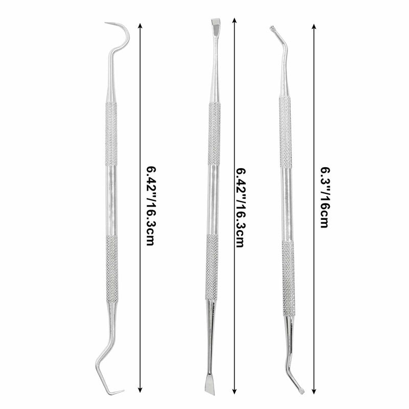 3 Pieces Stainless Double Headed Tarter Removing Tool, Pet Dog Teeth Cleaner Tool Kit for Cats and Dogs, Silver
