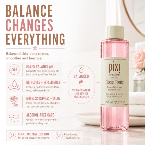 Pixi Rose Tonic Rose Hydrosol Toner Hydrates Skin, Minimize Redness, Rehydrates and Replenishes, 100mL/ 3.4 fl oz 3.4 Fl Oz (Pack of 1)
