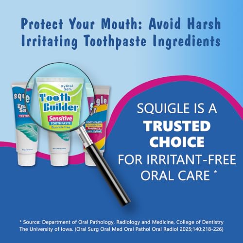 Squigle Tooth Builder Fluoride-Free Xylitol Sensitive Toothpaste 2-Pk Unflavored 4 Ounce (Pack of 2)