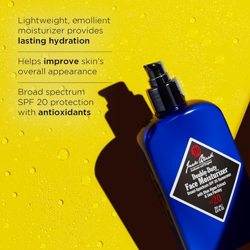 Jack Black Double Duty Face Moisturizer with SPF 20, Facial Moisturizer Face Cream for Men, Mens Facial Lotion with SPF, Gifts for Men 3.3 Fl Oz (Pack of 1)