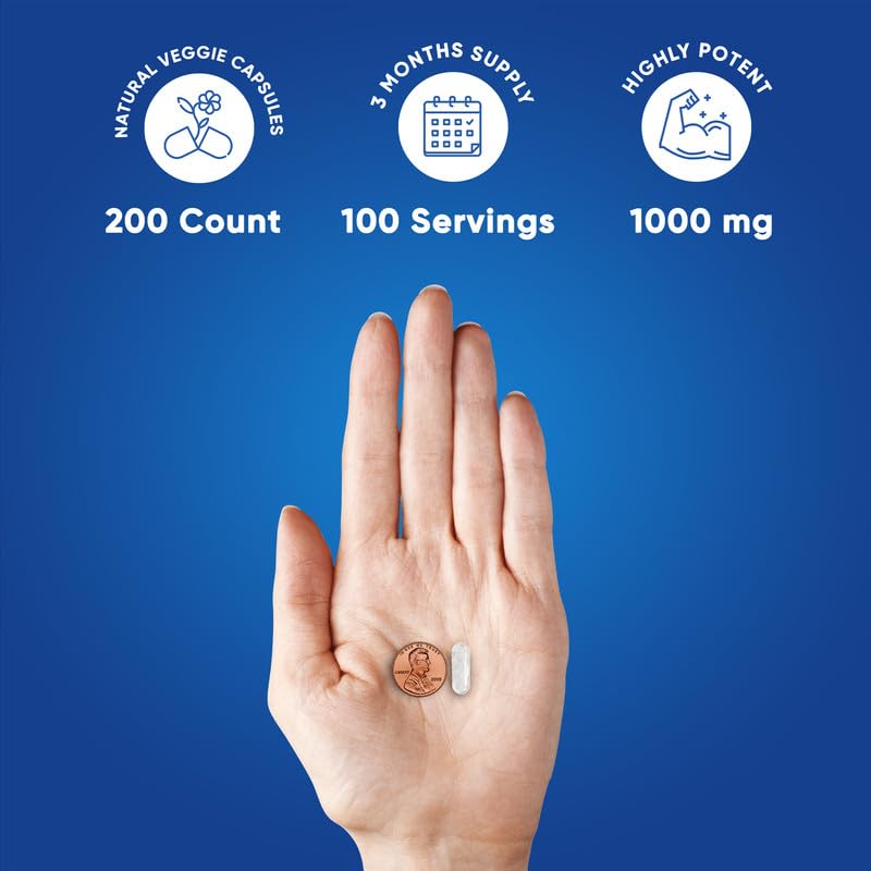 We Like Vitamins Acetyl L-Carnitine 1000mg Capsules - 200 Easy to Swallow Veggie Capsules - Acetyl l Carnitine Supplement Helps Support Focus, Brain Function, and Energy 200 Count (Pack of 1)