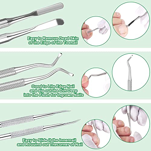 6-Pack Ingrown Toenail File and Lifters, Professional Surgical Stainless Steel Ingrown Toenail Removal Tool Kit, Manicure Treatment Pedicure Tools for Feet Under Nail Cleaner Correction Polish Pain 6-pack