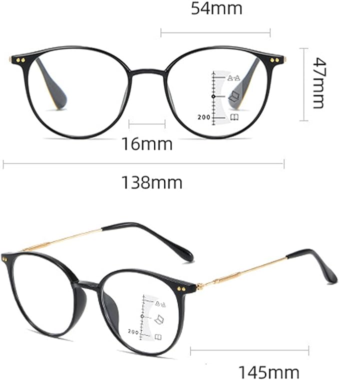 [Platamona] Bifocal Glasses for Men, Boston Type, Ultra Lightweight, Women's PC Glasses, Blue Light Cut, Ultra Light TR90+ Metal, Ultra Light Frame, Blue Light Cut, For Computers, Smartphones, Fashion Glasses, Special Case Included - BeesActive Australia