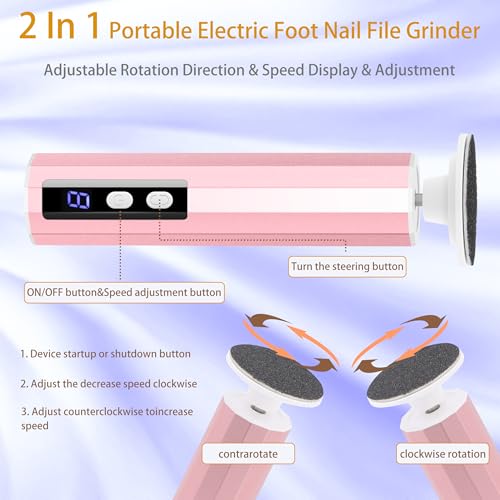 Electric Callus Remover - 9 speeds, Foot Sander with Replacement Sandpaper Discs, Rechargeable Unisex Pedicure and Manicure Tool for Dead, Dry, chapped Skin and calluses