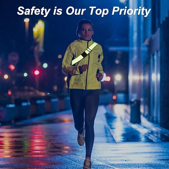 Little World Reflective Belt, Reflective Running Gear Elastic Reflective Sash Green, Orange 10