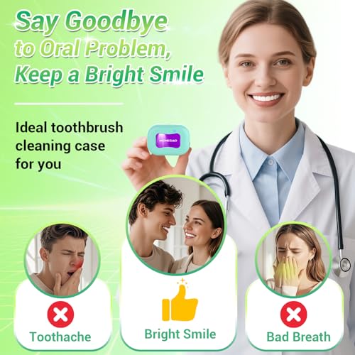 MONESAO Toothbrush Case, Toothbrush Covers with Holder, Rechargeable Toothbrush Cleaner Case for All Toothbrushes Blue/White