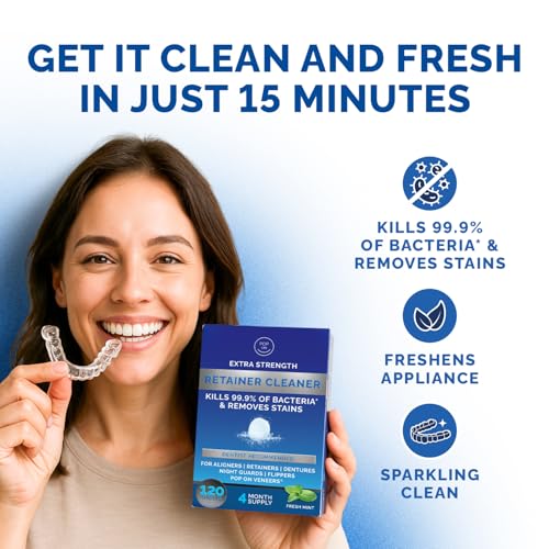 Retainer Cleaners Bundle | Aligner & Retainer Cleaner Fresh Foam | Retainer Cleaner Tablets for Invisalign Approved for Ultrasonic Cleaners 4-Month Supply