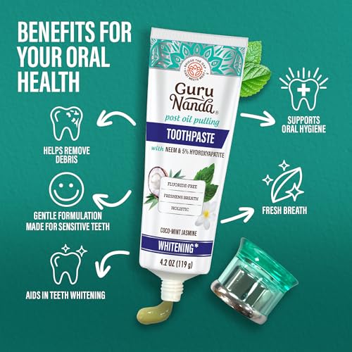 GuruNanda Daily Oral Care Bundle – Hydroxyapatite Toothpaste & Coconut Oil Pulling Mouthwash for Stronger Teeth & Happier Gums