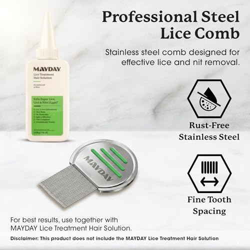 MAYDAY Lice Fighting Comb, Stainless Steel Removal Comb for Kids & Adults