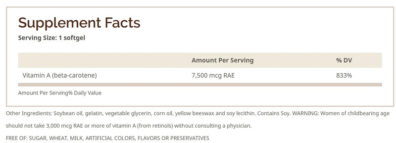 Beta Carotene 25, 000 MU softgels by Windmill - 100 ea