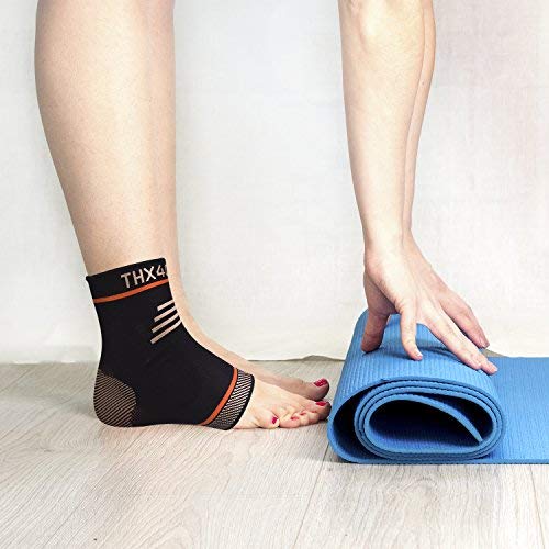 THX4COPPER Infused Plantar Fasciitis Socks for Arch Pain, Reduce Swelling&Heel Spurs, Ankle Sleeve Arch Support - Single Small
