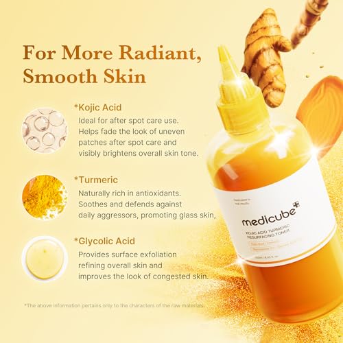 medicube Kojic Acid Turmeric Smoothing Toner for Face & Body 1 Count (Pack of 1)
