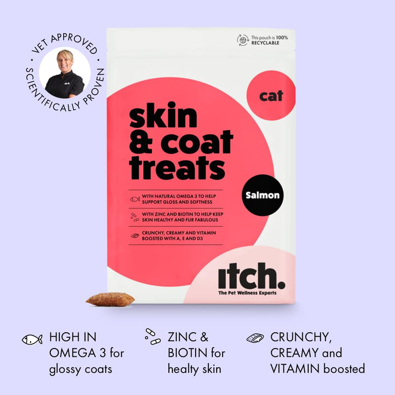 Itch - Skin & Coat Treats for Cats - With Omega 3, Biotin and Zinc for Glossy Fur - Ideal for Sensitive Skin - 4-Pack 280 g (Pack of 1)