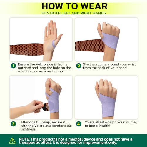 Adjustable Wrist Brace for Pain Relief, Carpal Tunnel & Tendonitis Support – Ergonomic Compression, Breathable & Anti-Slip Design, Fits Left & Right Hand, Ideal for Sports, Gaming & Office Use Purple One Size 1