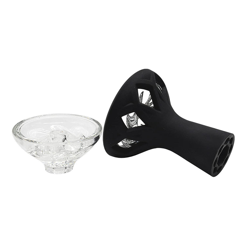 Silicone Hookah Bowl with Hurricane Crystal Glass Core with Wide Hole Easy Clean Faster Heat Up Flavor Saver fit Heat Management System 4.02 * 2.76 Inch（1pcs） Glass Silicone Hookah Bowl1 - BeesActive Australia