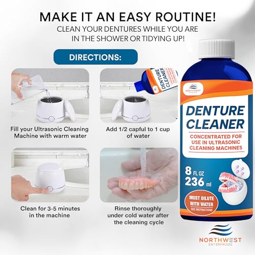 NORTHWEST ENTERPRISES Ultrasonic Denture Cleaner, Removes Stains, 16 oz 16 Ounce