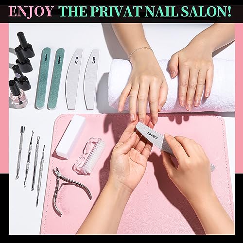 FANDAMEI Manicure Kit, Nail Files 100/180, Cuticle Nippers, Nail Buffer Block, Cuticle Pusher, Cuticle Peeler, Ingrown Toenail Tool, Toenail File, Nail Care Kit, Nail Tools for Manicure, White H-white