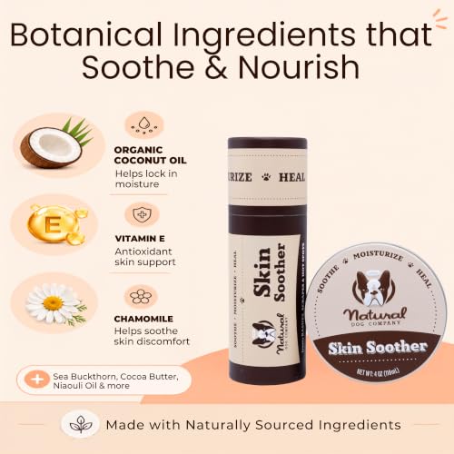 Natural Dog Company Skin Soother Balm for Irritation, Allergy & Itch Relief for Dogs, Hot Spot Treatment, Dog Moisturizer for Dry Skin, Healing Ointment, Coconut Oil & Vitamin E (0.15oz Travel Stick) Travel Stick (0.15 oz)
