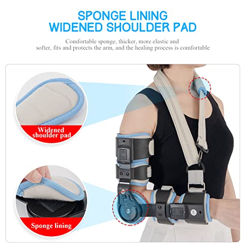 Hinged ROM Elbow Brace - Adjustable Post Op Elbow Brace Stabilizer Splint with Strap Sling Arm Injury Recovery Support After Surgery for Men Women (Left, Gray) Left