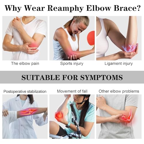 Reamphy Elbow Brace,Comfortable Night Elbow Sleep Support,Elbow Splint, Adjustable Stabilizer Splints,Cubital Tunnel Syndrome,Tendonitis,Ulnar Nerve,Tennis,Fits for Men and Women(Small) Small