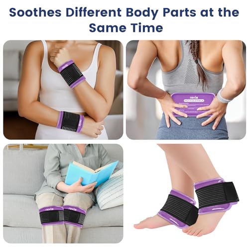 REVIX Ice Packs for Injuries Reusable, 2 Pack Hot & Cold Gel Ice Packs Purple Medium 10 x 5 Inch
