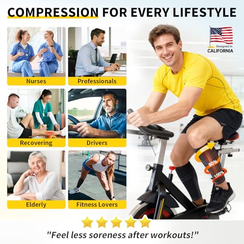 CAMBIVO Calf Compression Sleeve for Men Women Footless Large-X-Large (Pack of 2) Black
