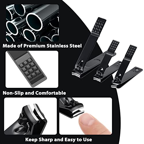 Cater Manicure Nail Clippers Pedicure Set - Stainless Steel Manicure, Professional Grooming Kit, Nail Care Tools with Luxurious Travel Case (18pcs-Black) 18pcs-black
