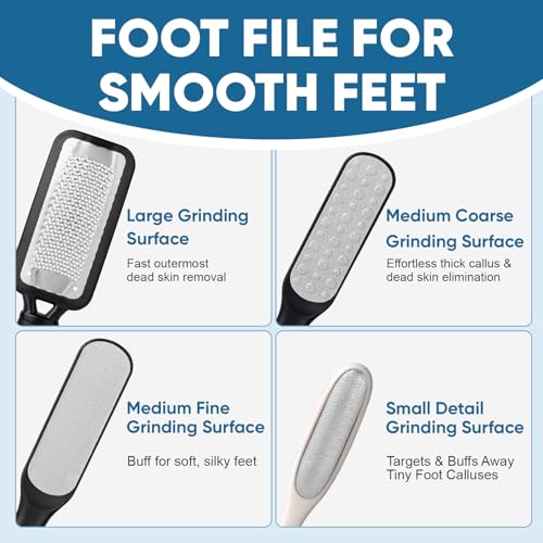 TEAWOO 3 Pack Foot Files Callus Remover, Stainless Steel Foot Rasp and Foot Scrubber, Professional Pedicure Tools for Dead Skin, Hard Skin and Calluses Removal 3p