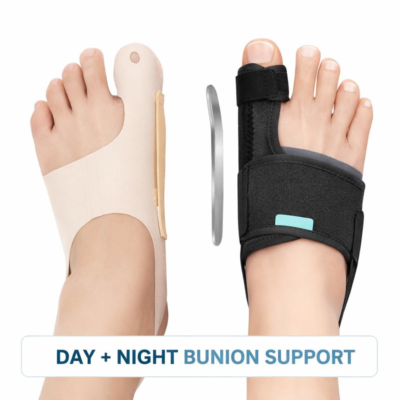 Day & Night Bunion Corrector Set, Walkable Soft Sleeve for Daytime + Structured Night Splint for Sleeping, Big Toe Alignment Support, Men & Women, 2 Pairs M - BeesActive Australia