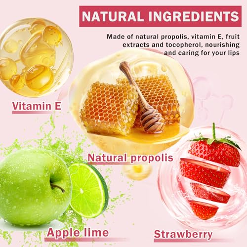 4PCS Bee Lip Balm Honey Pot Sleeping Lip Mask Set Honey Lip Balm Honey,Strawberry,Watermelon,Apple