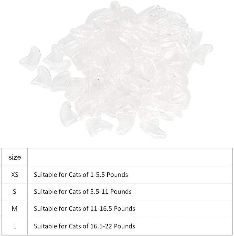 Zerodis Pack of 100 Cat Nail Cover Protector, Soft Pet Nail Cover Safe Anti Scratch Dog Paw Claw Protector Covers Claw Care for Cats Dogs (M-White) M white - BeesActive Australia