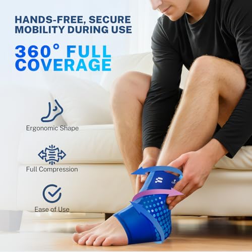 Ankle Ice Pack Wrap, Long-Lasting Cold Compression for Ankle Recovery 1 Pack L Blue