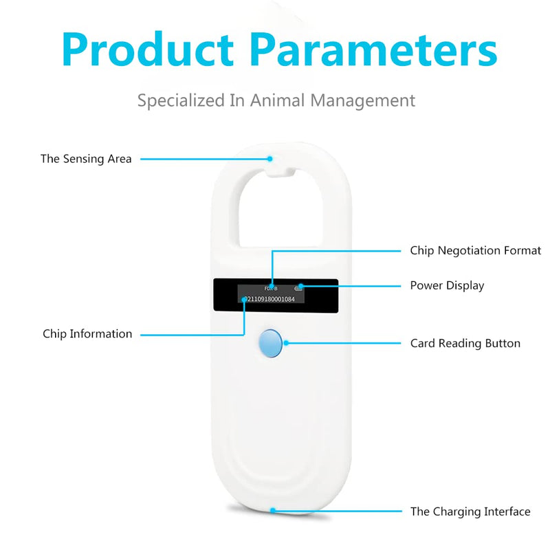 Dog Microchip Reader, Pet Microchip Scanner with OLED Display Screen, Pet Chip ID Scanner Supports FDX-B (ISO11784/11785) and EMID Microchips, for Animal Management - BeesActive Australia
