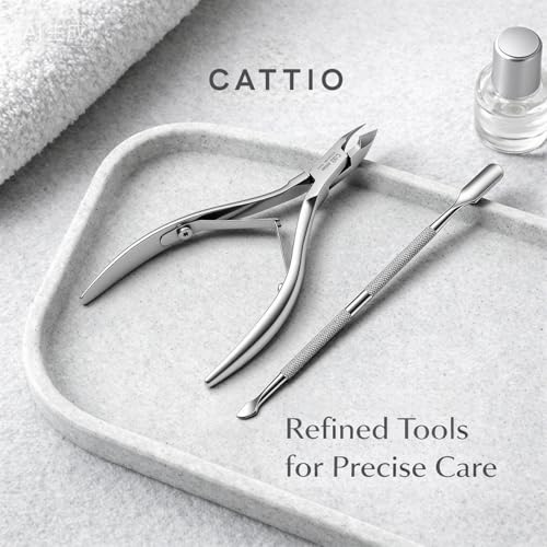 Cuticle Trimmer with Cuticle Pusher and Cutter, Professional Stainless Steel Nippers, Cutter Clippers, Cuticle Remover, Durable Pedicure Manicure Tools for Fingernails and Toenails Dead Skin