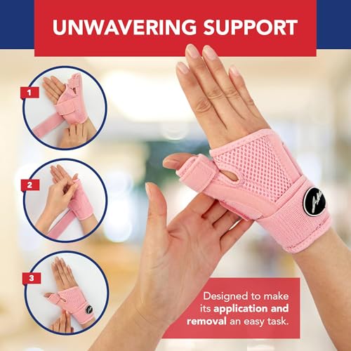 Doctor Developed Ergonomical Thumb Brace 2 pack Support Right Hand or Left Hand for Arthritis Pain and Support, Thumb Spica Splint for Trigger Thumb, Thumb Stabilizer for Tendonitis, Sprain (Pink) Pink, 2 Pack