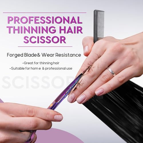 JASON Hair Cutting Scissors Set - 10 PCS Professional Haircut Shears Purple
