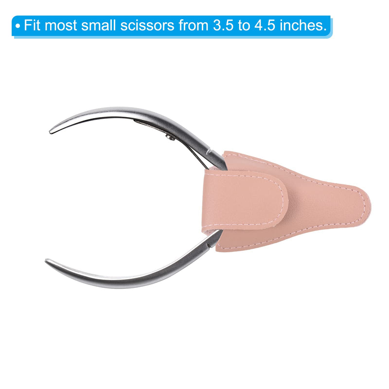 PATIKIL 4.5"x2.6" Embroidery Scissors Sheath, 4 Pack PU Leather Nail Cuticle Scissor Cover Small Pointed Nippers Scissors Protective Case, Pink