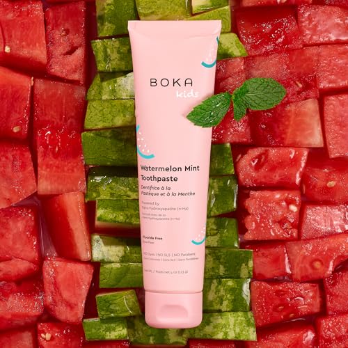 Boka Kids Toothpaste - Fluoride Free Nano Hydroxyapatite Toothpaste 4 Ounce (Pack of 3) F. Orange Cream, Watermelon Mint, Strawberry Mango