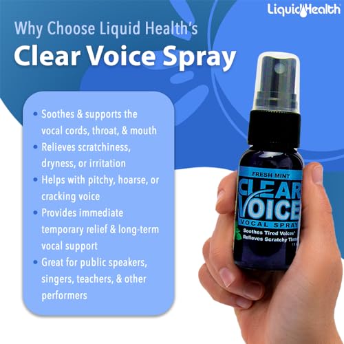 Clear Voice Vocal Throat Spray - Singing Ease & Voice Clarity, Fast Acting Herbal Oral Remedy for Singers, Speakers, Performers - Soothing Dampener, Moisturizer Relief, USA Made (Fresh Mint, 3 Pack) Fresh Mint 1 Fl Oz (Pack of 3)