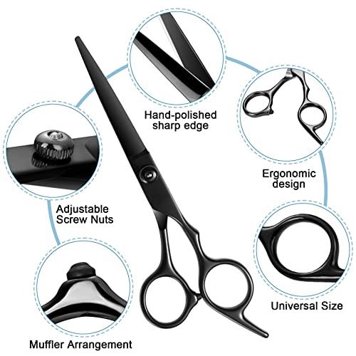 11Pcs Professional Hair Scissors Set,Stainless Steel Barber Supplies Including Straight Shears, Thinning Shears, and Hair Thinning Knife Multifunctional Salon Tools and Gifts for Friends and Family Black