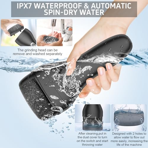 AdamPark Electric Foot File Callus Remover, Rechargeable Pedicure Tools Foot Care Kit, Portable Callus Remover Kit with 3 Roller Heads,2 Speed,Battery Display (Black Z2) Black Z2