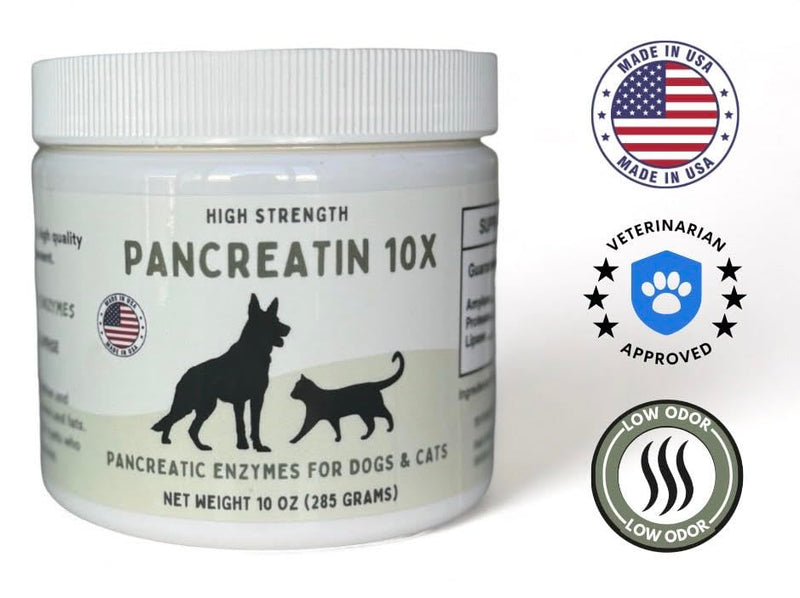 Pancreatin 10X - Pancreatic enzymes for Dogs and Cats (Made in USA) High Strength | Low Odor |10oz (285g) - PawsPlanet Australia