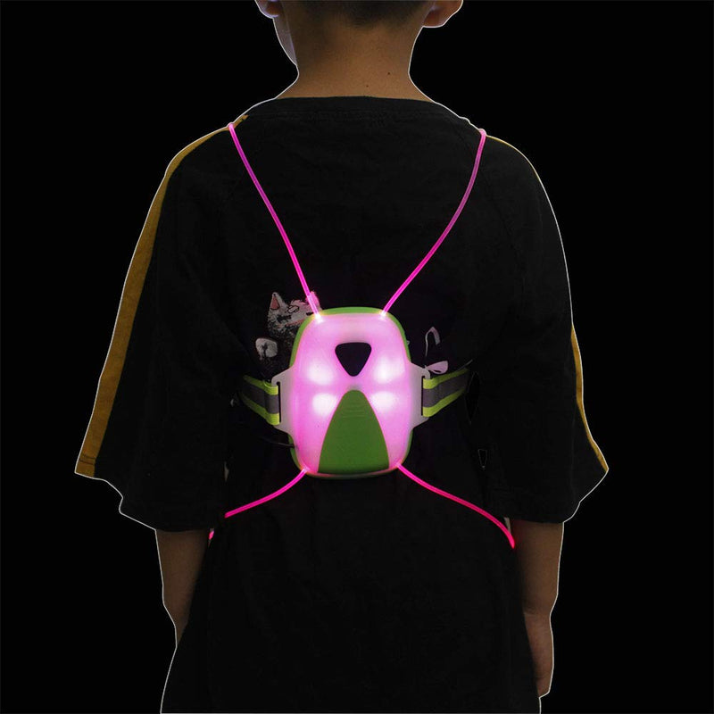 LED Running Vest Light Rechargeable Reflective Safety Ultralight Bright Chest Lamp Adjustable Visibility Lightweight Rainproof Multicolored Fiber Optics for Women Men Kids Jogging Biking Riding