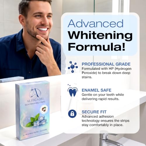 Professional Teeth Whitening Strips Kit, 14 Treatments 28 White Strips Enamel Safe, Gentle for Sensitive Teeth, Removes Coffee, Tea, Wine & Tobacco Stains Whitening Care for a Brighter Smile