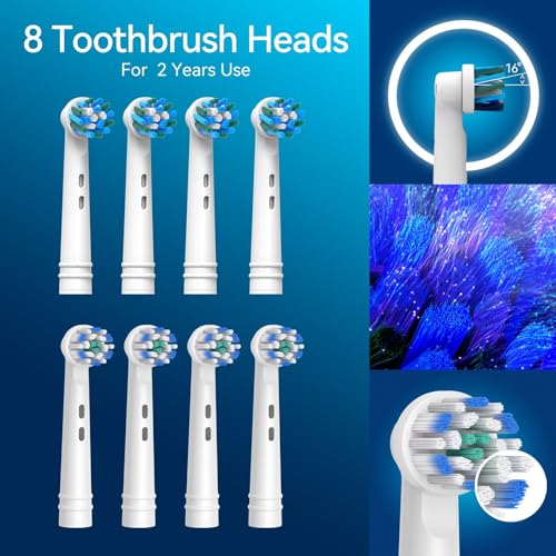 SEAGO Rotating Electric Toothbrush with 8 Round Brush Heads, with 5 Cleaning Modes, Sonic Technology Whitening Teeth in 14 Days, for Adult and Kids，SG-2603 (Black) Black