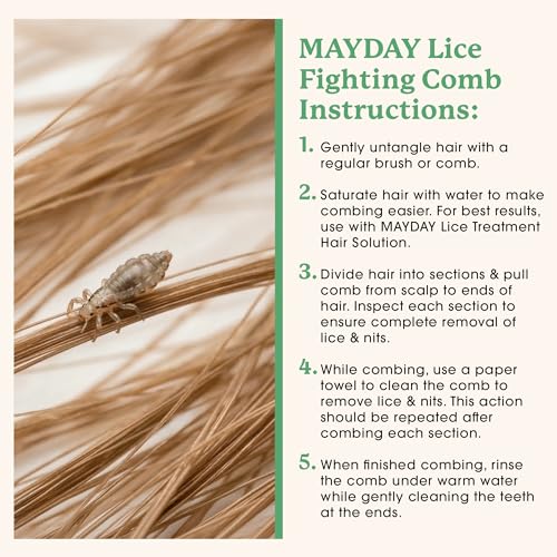 MAYDAY Lice Fighting Comb, Stainless Steel Removal Comb for Kids & Adults